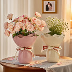 vase floral vintage élégant petite décoration maison moderne rose rouge noir blanc