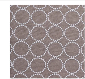 tissu coton brodé motif cercles géométriques bleu marine gris vert jaune noir couture