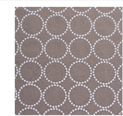 tissu coton brodé motif cercles géométriques bleu marine gris vert jaune noir couture