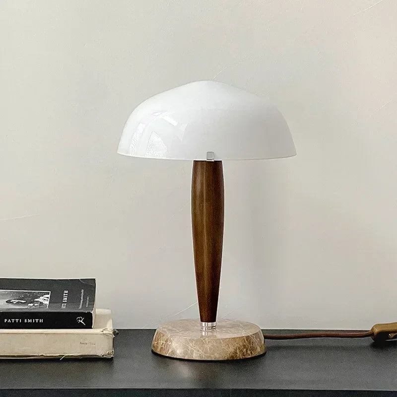 lampe table moderne verre blanc base marbre éclairage led blanc nordique intérieur chambre coucher