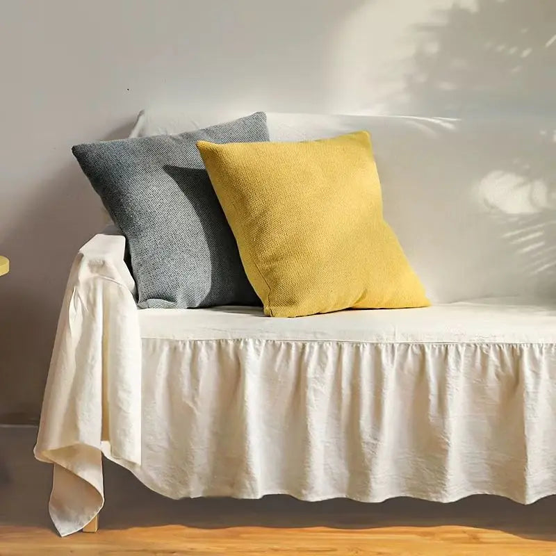 housse canapé coton volants blancs printemps été moderne tissage machine gris jaune