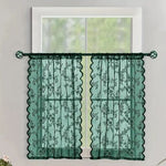 rideau dentelle florale romantique shabby chic polyester translucide fenêtre salon cuisine 75x114cm 75x183cm 75x244cm