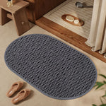 tapis bain antidérapant résistant décoloration texture boule coton moderne beige marron ovale carré polyester