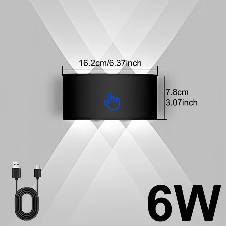 lampe murale led moderne noire interrupteur tactile charge usb chambre cuisine