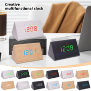 Réveil numérique LED en bois avec affichage température - Horloge de bureau design pour salon et chambre