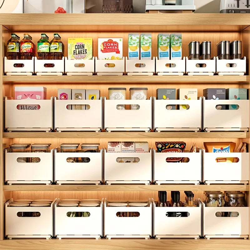 boîtes rangement extensibles blancs poignées clips vintage rétro lignes verticales minimalistes adaptable organisateur