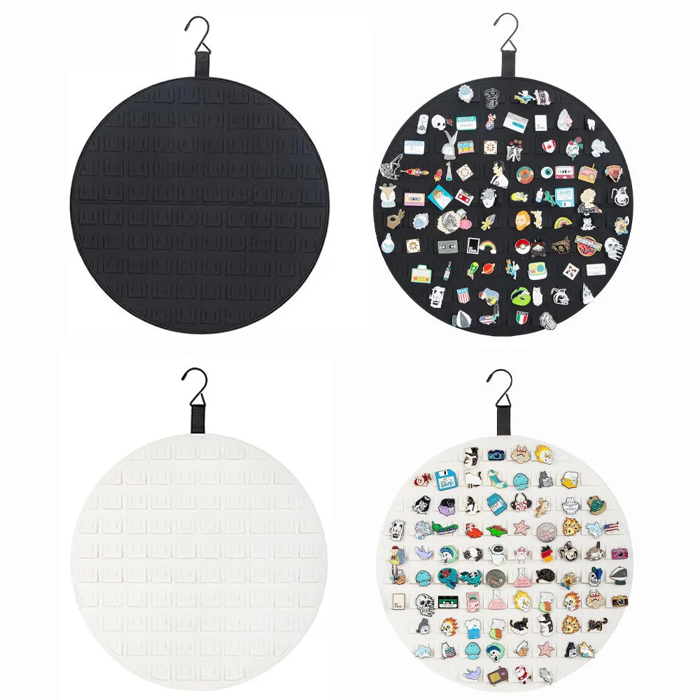 organisateur suspendu bijoux broches boucles oreilles noir blanc moderne minimaliste support mural alvéoles texturées