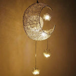 lampe suspendue moderne lune étoiles blanc doré salon chambre led