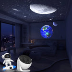 projecteur étoiles univers blanc bleu noir figurines astronautes fusées moderne technologique sans fixation