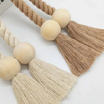 boucle rideau boho bois franges simples coton beige blanc moderne maison