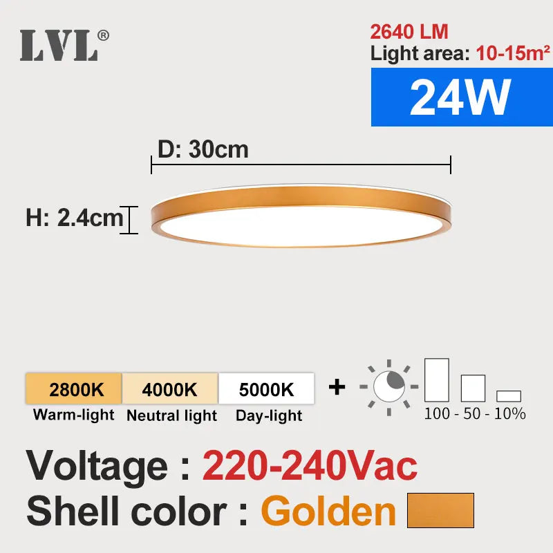 plafonnier led blanc moderne 24w 1080lm 10 15m² facile interrupteur mural