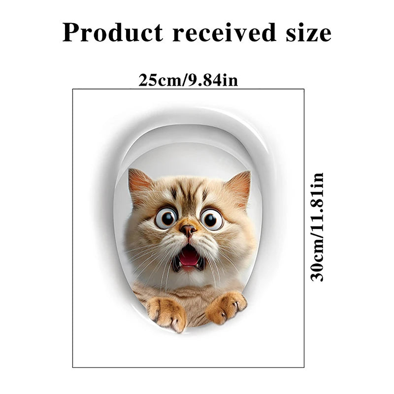 cache wc blanc animaux 3d adhésif ecureuil chat papillons