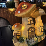 lampe solaire résine miniature maison champignon balcon jardin décoration extérieure verte rouge blanche