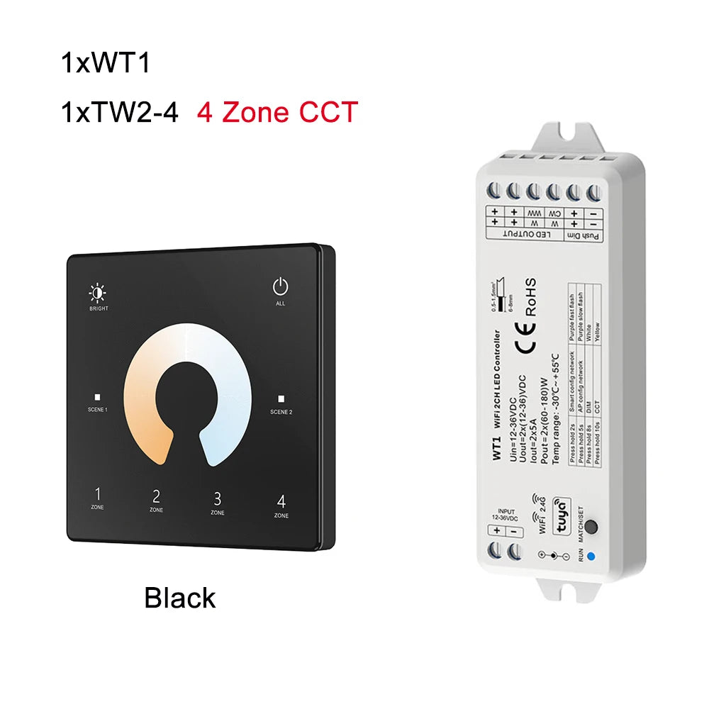 contrôleur éclairage led blanc moderne variateur zones tactile 12v 24v 36v wlan rf 4096