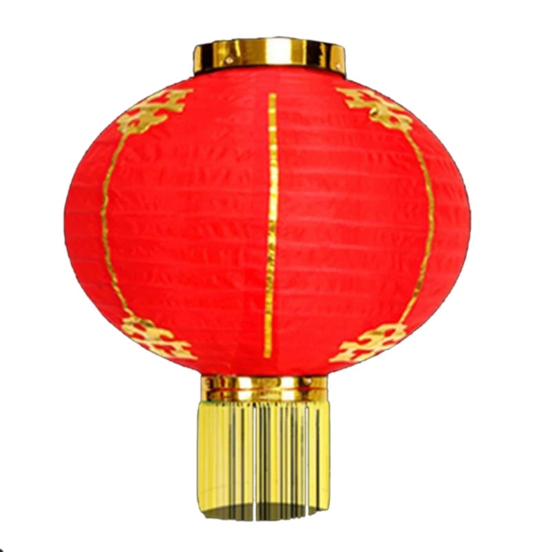 lanterne traditionnelle rouge dorée motifs chinois franges anneaux métalliques nouvelle année chinois decoration festive
