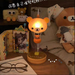 lampe table ours kawaii enfantine résine led orange marron blanc décorative chambre