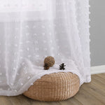 rideau blanc moderne polyester translucide motifs fleurs 1pc chambre salon