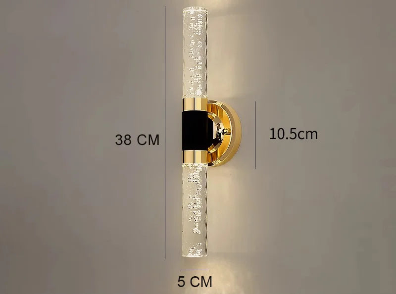 applique murale moderne or transparent verre rayures chambre coucher éclairage led nordique