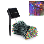 guirlande lumineuse solaire 300 LED blanches fil noir moderne extérieure jardin décoration noël vacances