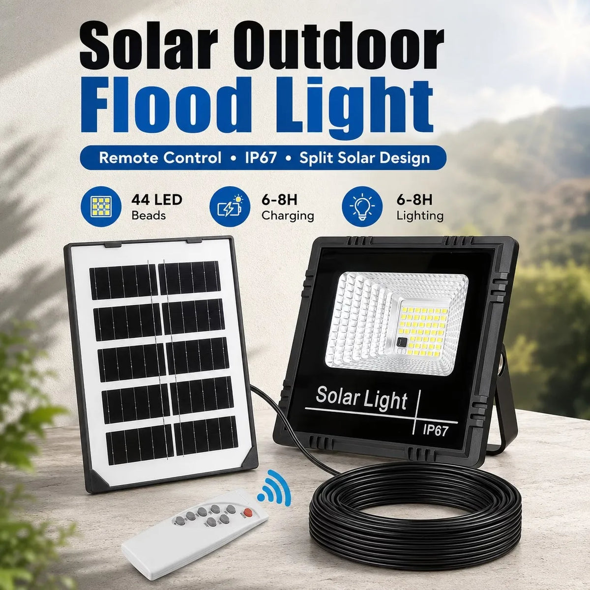 lampe solaire extérieure moderne noire blanche ip65 led 30w télécommande adhésif fixe