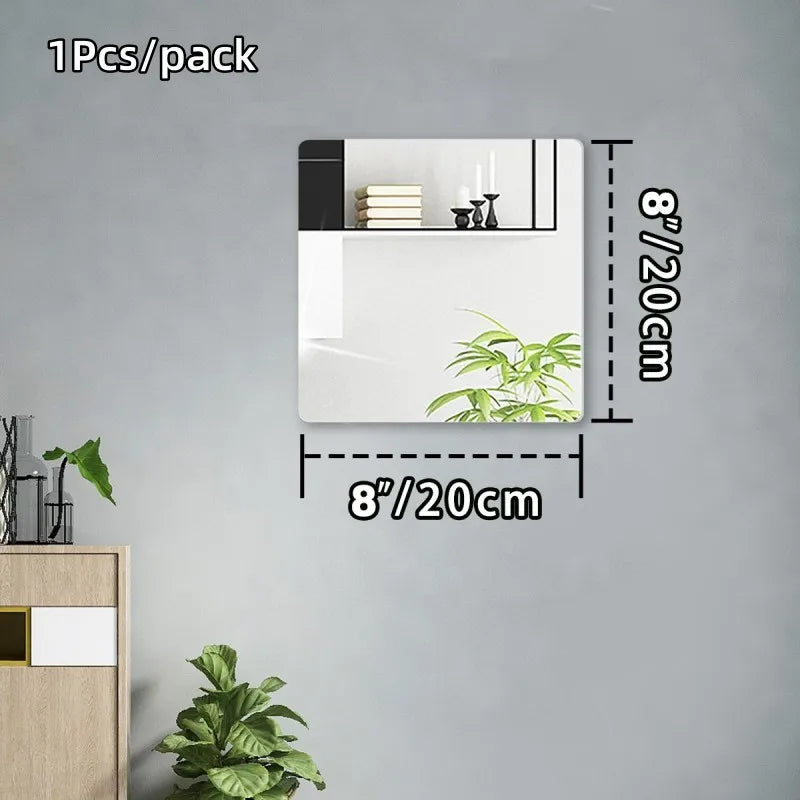 miroirs autoadhésifs acrylique blancs 3d décoration moderne stickers muraux rectangles ovales carrés