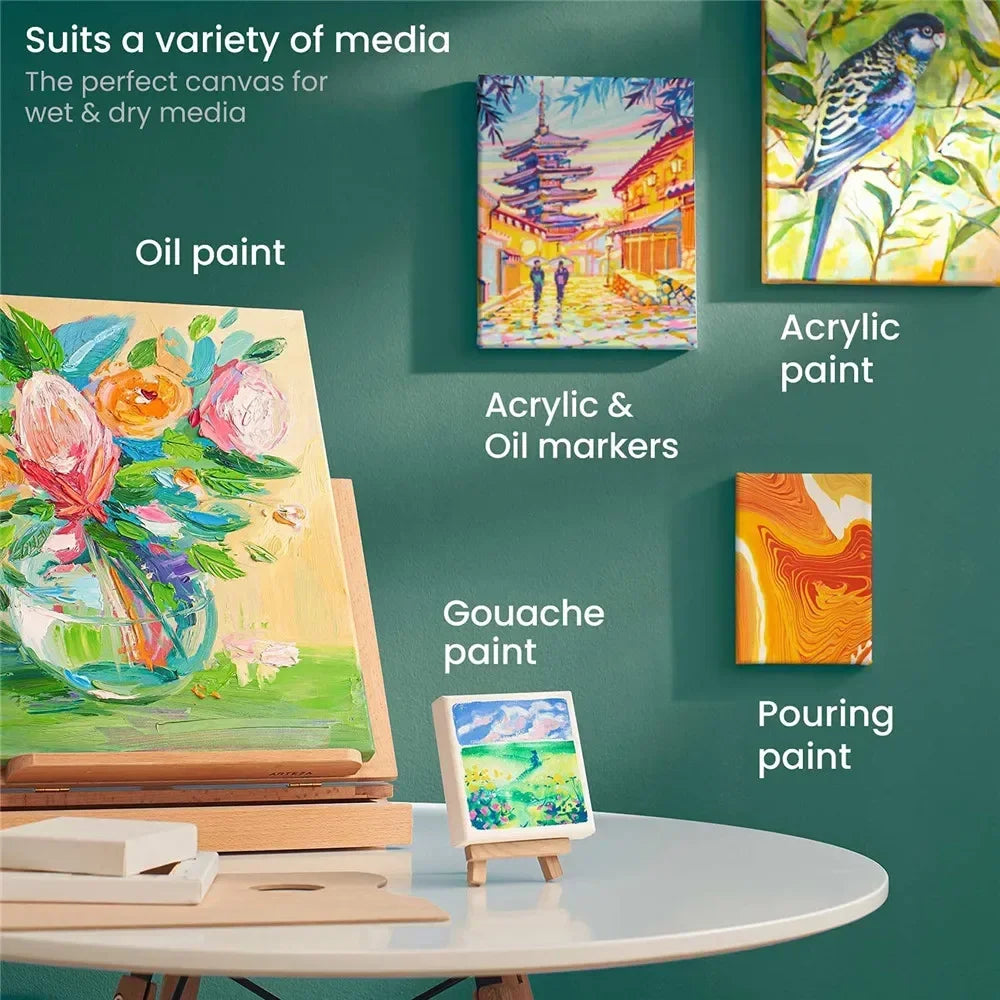 toiles peinture coton blanc cadre bois set art peinture huile aquarelle enfants adultes