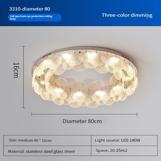 plafonnier led cristal verre moderne blanc doré 80cm chambre salon