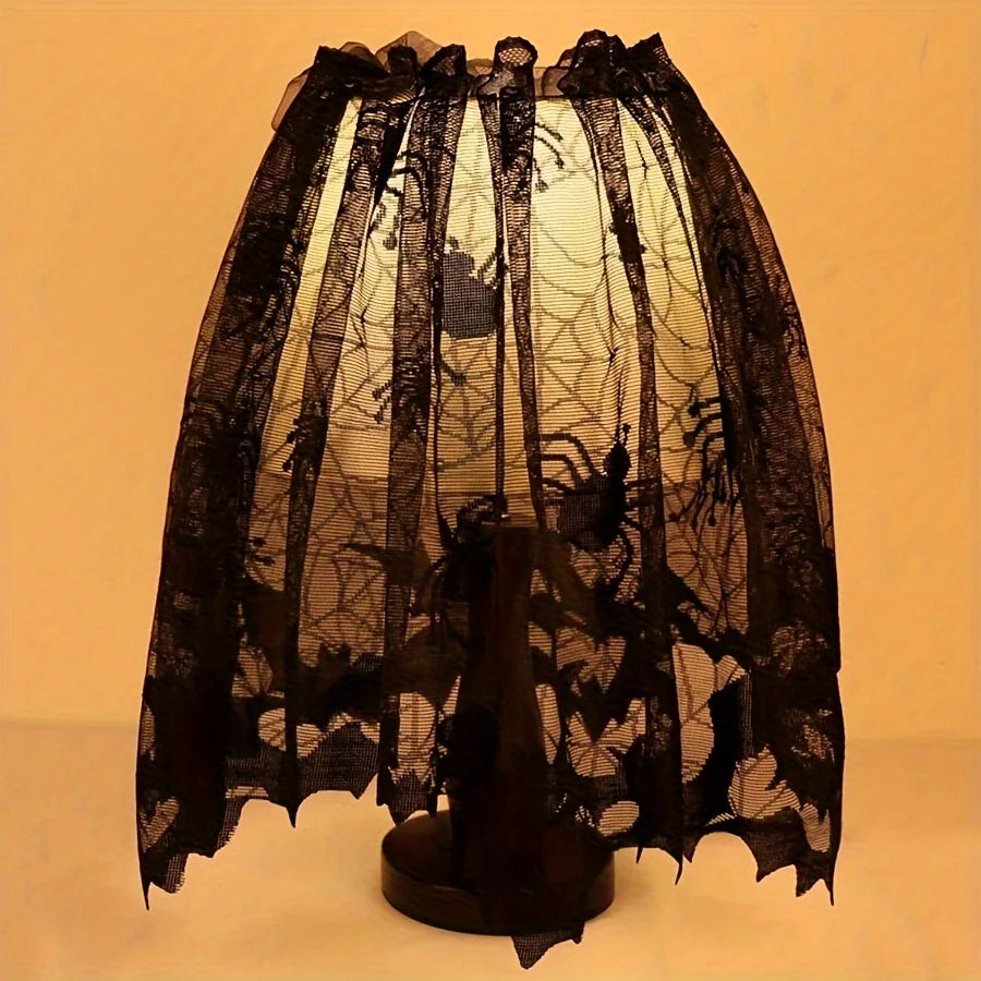 abat jour noir toile araignée motifs halloween translucide dentelle éclairage festif gothique captivant