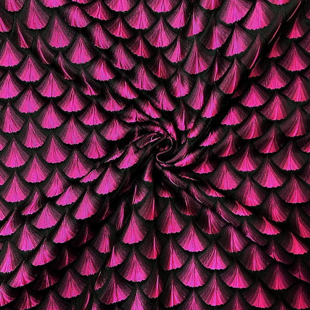 tissu polyester jacquard dragon rouge noir blanc vert rose gris texturé résistant