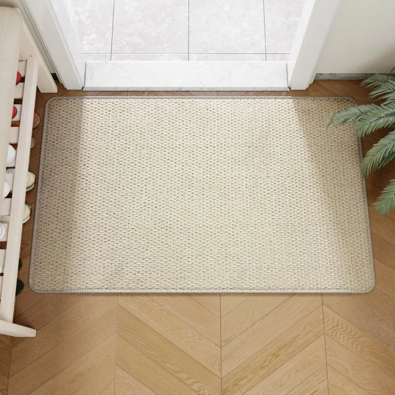tapis durable extérieur résistant antidérapant moderne texture tissée beige clair sol entrée chambre adultes