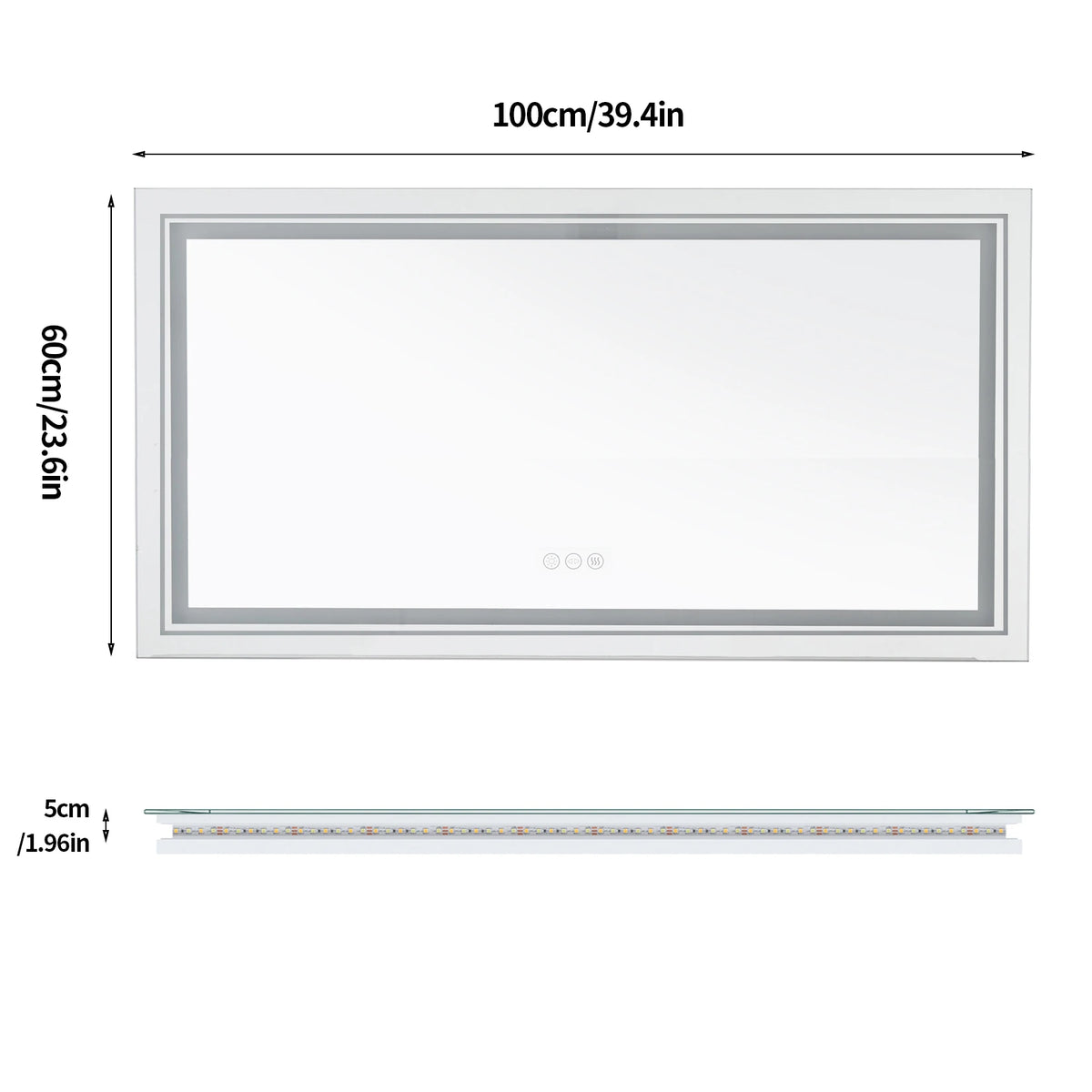miroir lumineux moderne blanc mat anti buée éclairage led réglable tactile