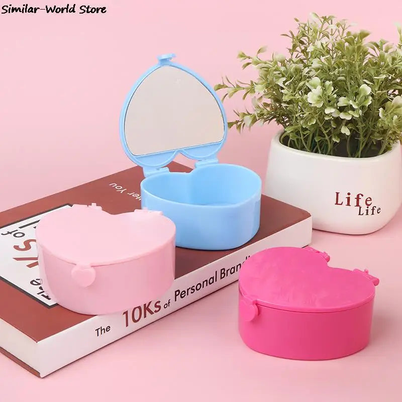 boîte bijoux coeur rose rangement miroir double moderne fille étudiante chambre