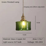 lampe murale rétro verre vert motif géométrique abat jour verre bras cuivre fixation éclairage