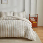 ensemble literie polyester rayures horizontales moderne beige bleu clair gris clair vert clair