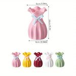 vase moderne plissé vert clair rose jaune rouge blanc plastique ruban satin fixations incluses