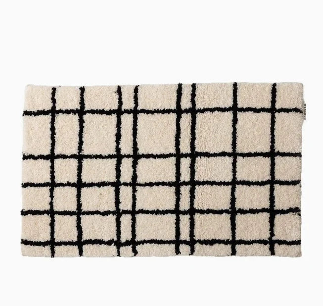 tapis rayé polyester bleu clair moderne marron blanc salon chambre doux 40x60cm