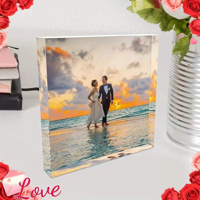 cadre photo moderne transparent photo imprimée couple famille adhésif 10cm 10cm