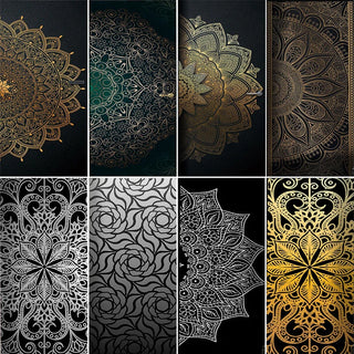 sticker mural mandala or noir deco boheme chambre porte decoration artisanale complexe