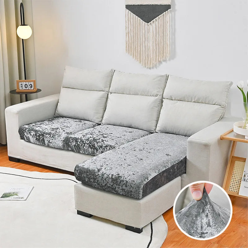 housses canapé d'angle velours gris moderne automne hiver brossé lavable sectionnel deux places