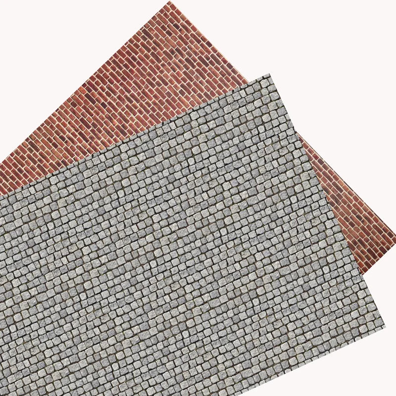 sticker simulation route mur brique papier décoratif classique rouge brun grisclair 21x29cm kit bricolage