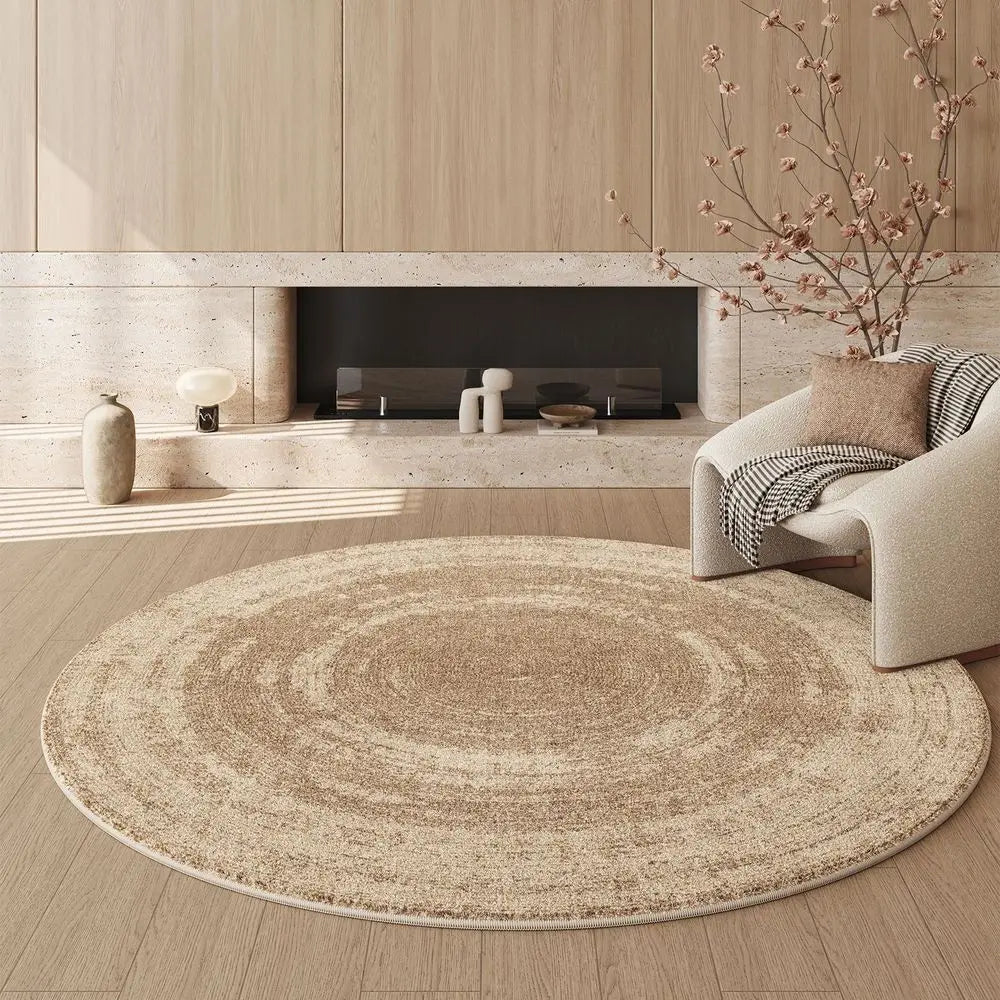 tapis rond polyester imperméable rayures concentriques moderne fond antidérapant facile nettoyage intérieur salon chambre