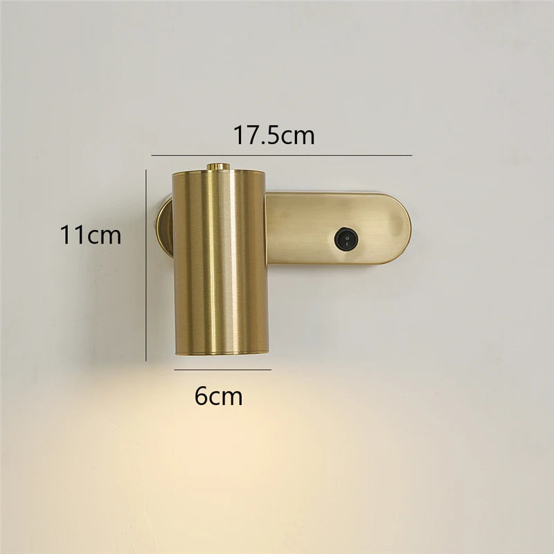 applique murale moderne dorée led éclairage quotidien fixée mur interrupteur bouton contemporain
