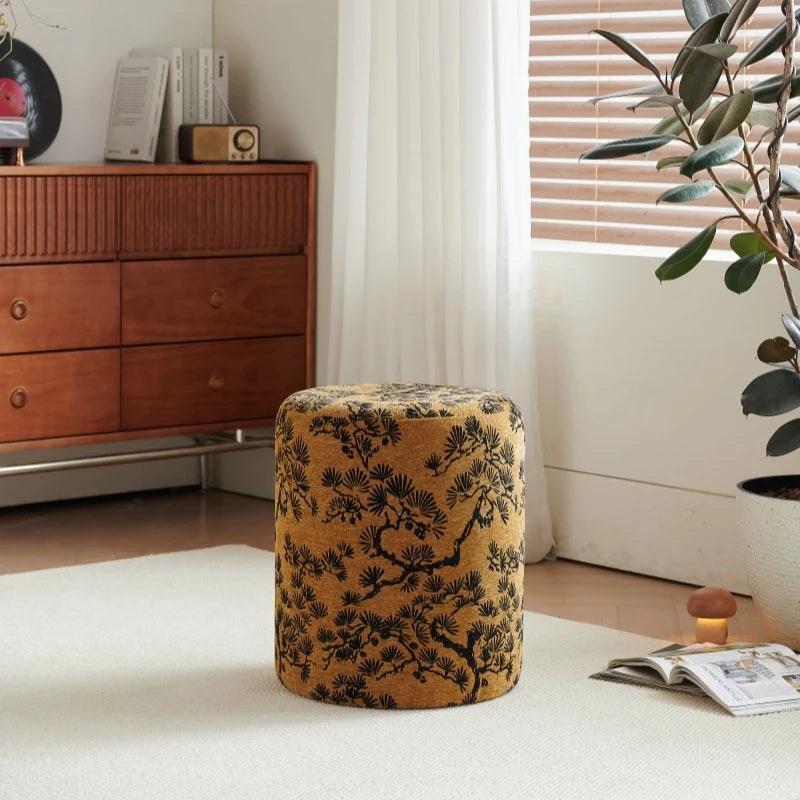 tabouret rotatif rembourré polyvalent bois massif vintage moderne coussin imprimé floral