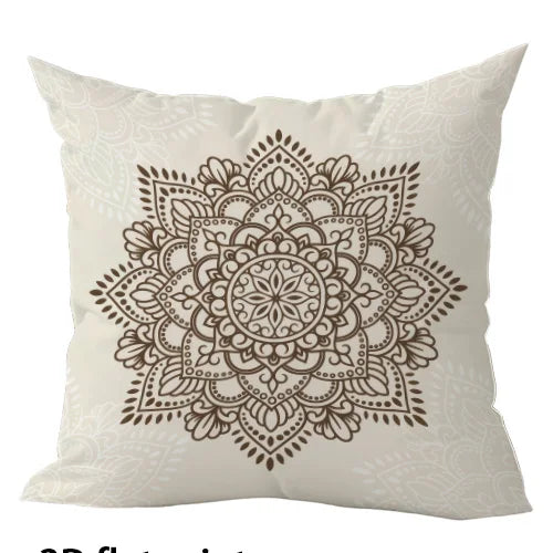 housse coussin mandala imprimé moderne 100 polyester beige gris clair 40x40cm 45x45cm 50x50cm 60x60cm
