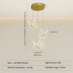 suspension lumineuse moderne or papillons effet lumineux diffus trois têtes