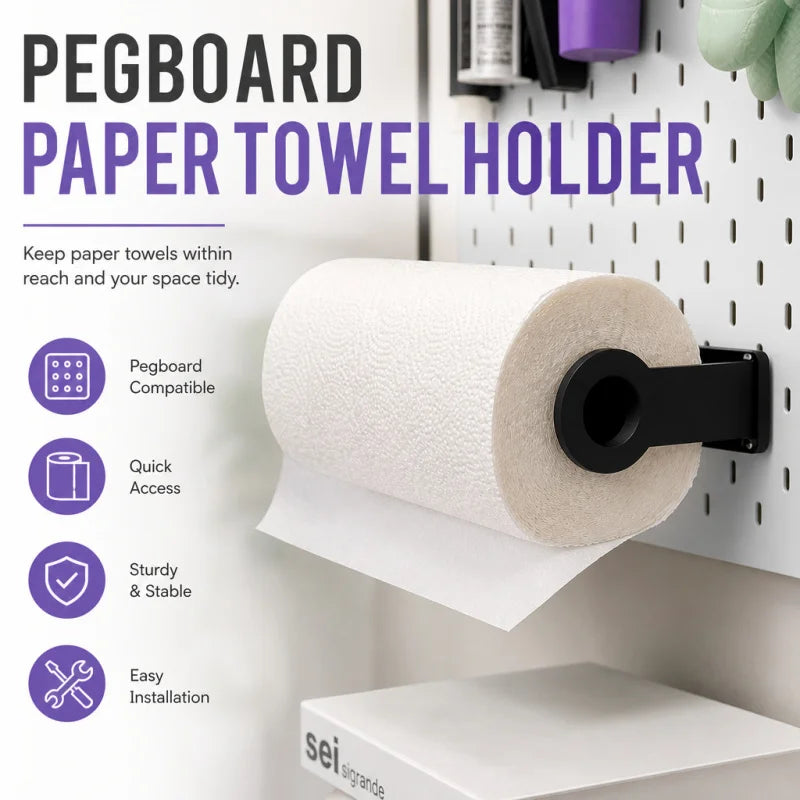 porte papier essuie tout noir blanc support mural pegboard fixations plastique abs rouleaux papier