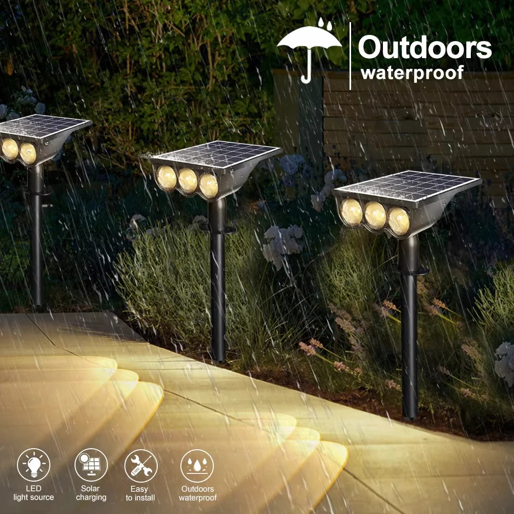 projecteurs solaires énergie solaire lampes modernes noires extérieures autonomes led pied terre