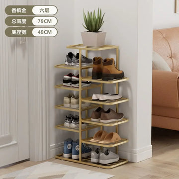 étagère chaussures moderne rangement noir blanc doré métal organisateur armoire vertical