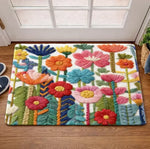 tapis fleurs marguerites fraises texturé 3d antidérapant résistant décoloration moderne salon chambre