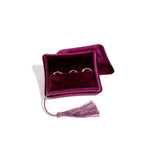 boîtes rangement bijoux pochettes velours classiques réutilisables couleurs vert foncé rose violet pompon